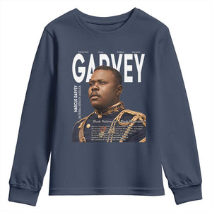 Vintage Black History Hero Marcus Garvey Youth Sweatshirt Black Pride