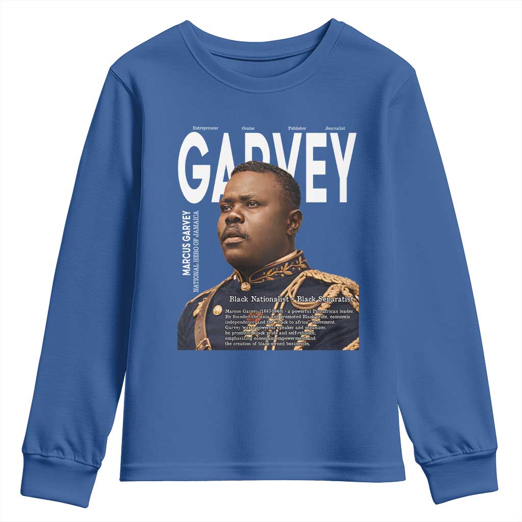 Vintage Black History Hero Marcus Garvey Youth Sweatshirt Black Pride