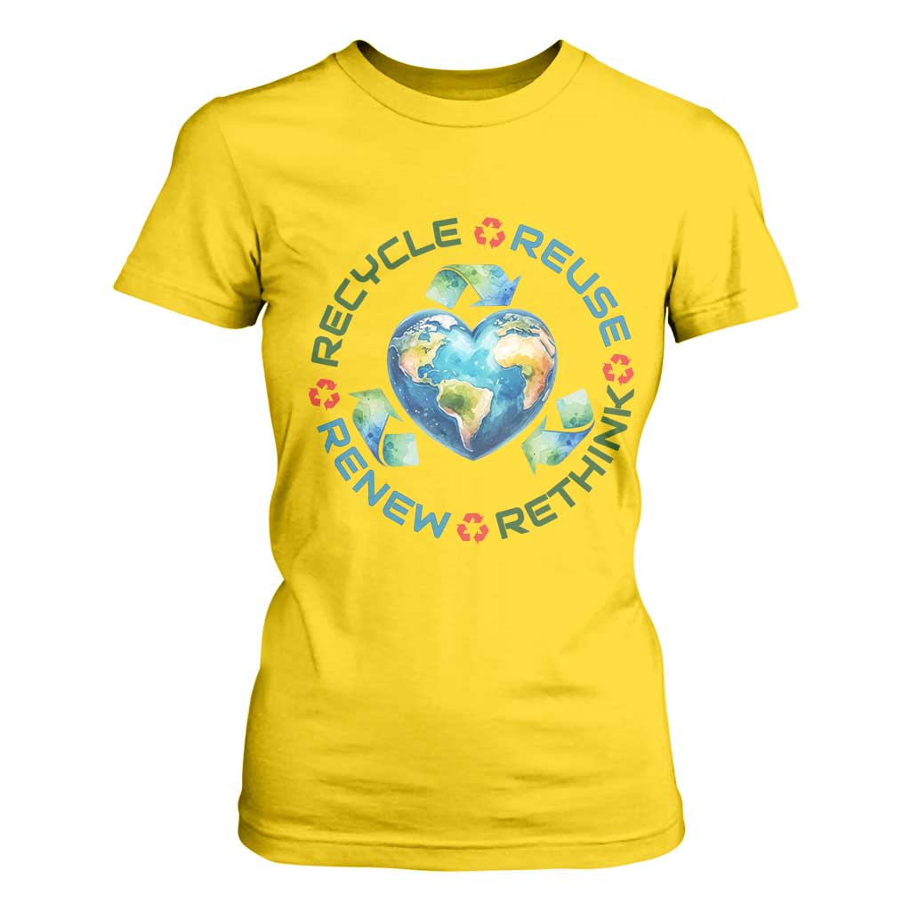 Recycle Reuse Renew Rethink T Shirt For Women Zero Waste Life