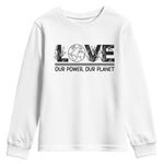 Earth Day 2026 Youth Sweatshirt Our Power Our Planet