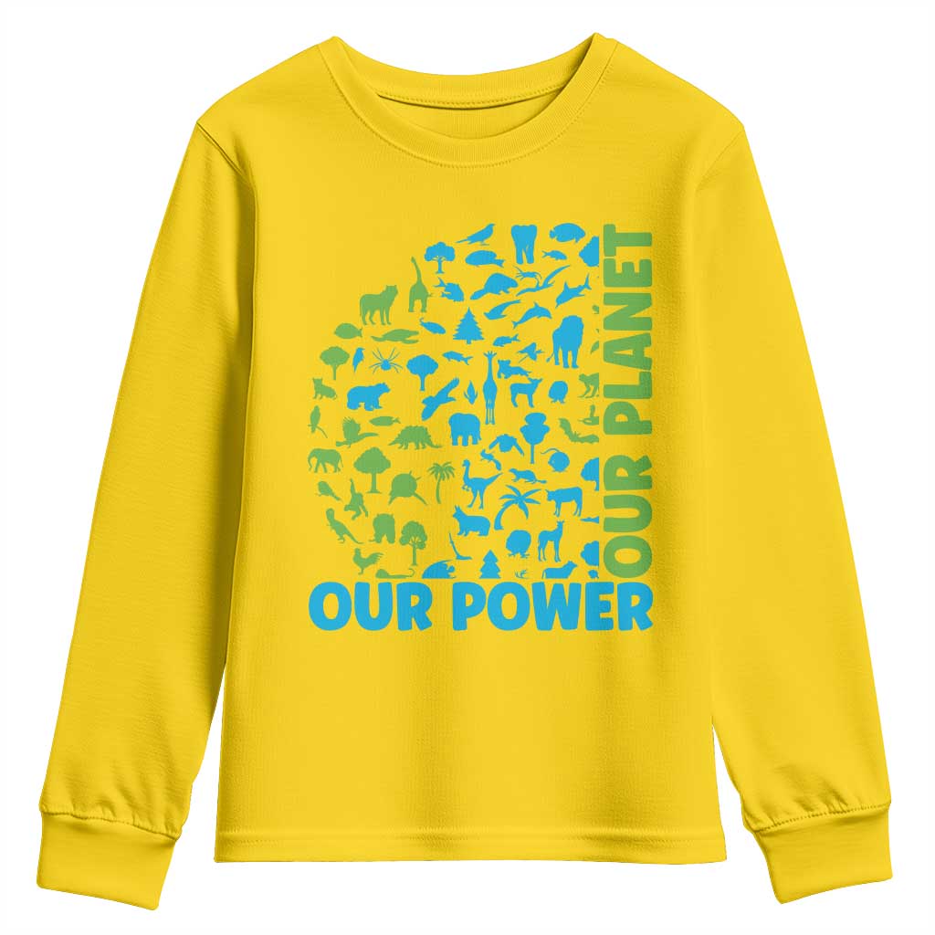 Earth Day Environmental Activism Youth Sweatshirt Our Power Our Planet