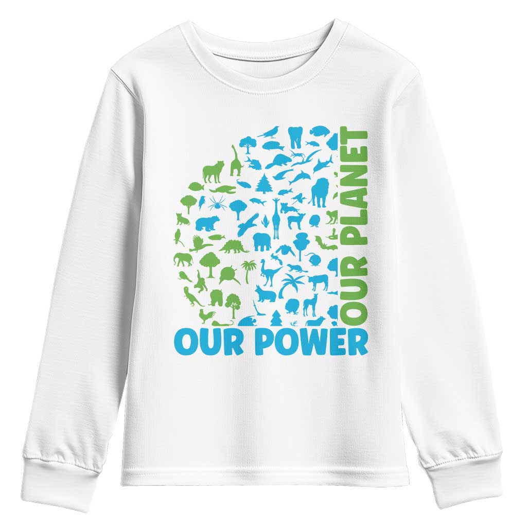 Earth Day Environmental Activism Youth Sweatshirt Our Power Our Planet