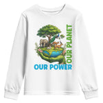 Our Power Our Planet Youth Sweatshirt Earth Day Nature Lover Gift