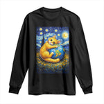 Earth Day Long Sleeve Shirt Starry Night Cat Hugging Earth