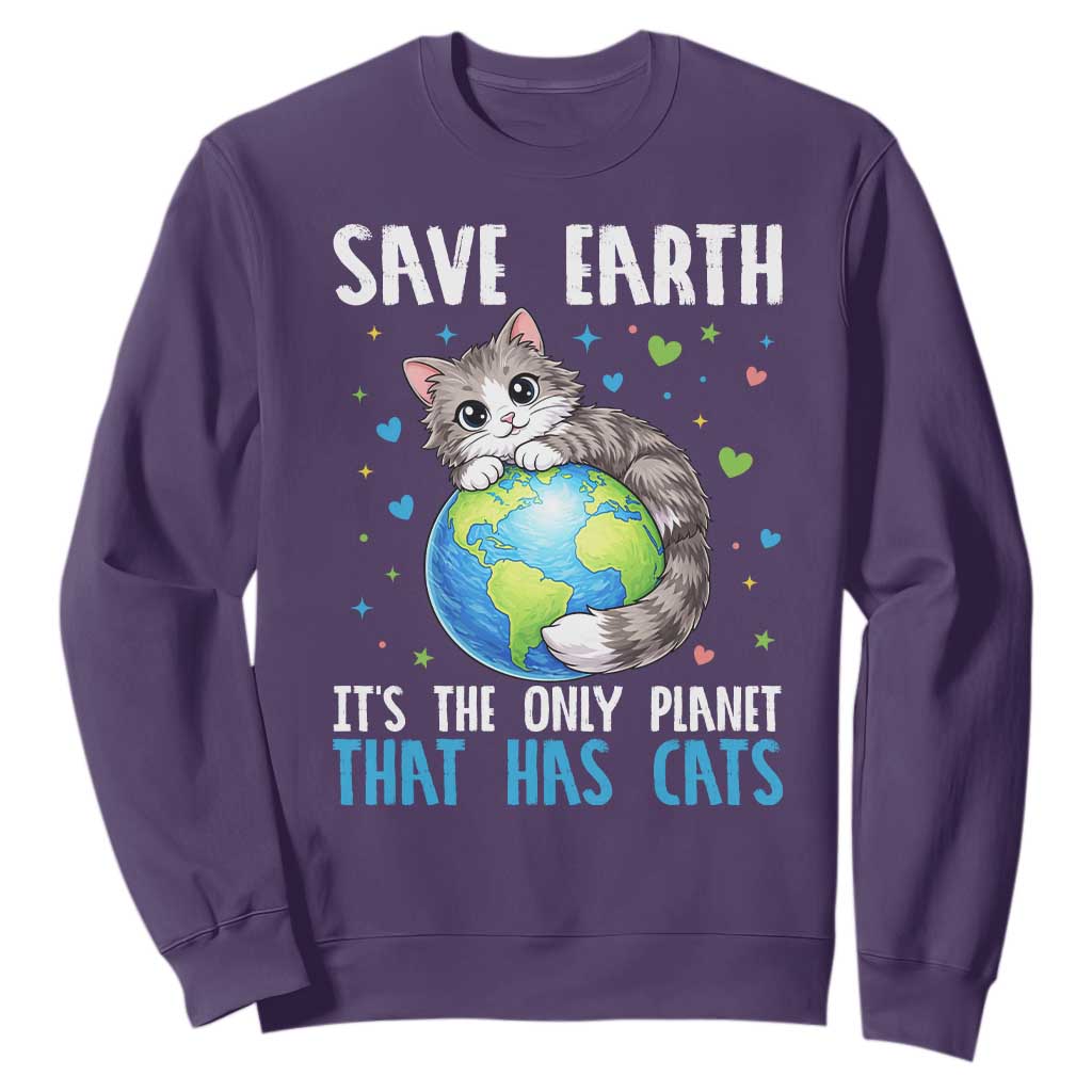 Earth Day Sweatshirt Save Earth Its The Only Planet With Cats