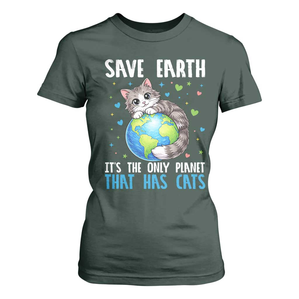 Earth Day T Shirt For Women Save Earth Its The Only Planet With Cats
