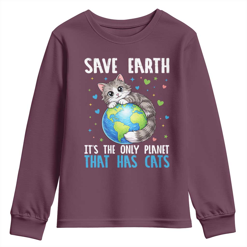 Earth Day Youth Sweatshirt Save Earth Its The Only Planet With Cats