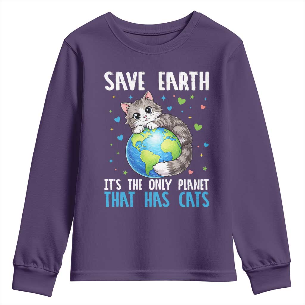 Earth Day Youth Sweatshirt Save Earth Its The Only Planet With Cats