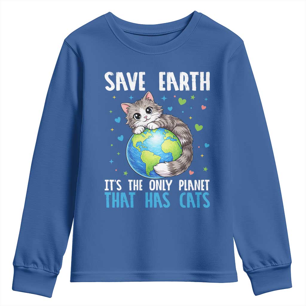 Earth Day Youth Sweatshirt Save Earth Its The Only Planet With Cats