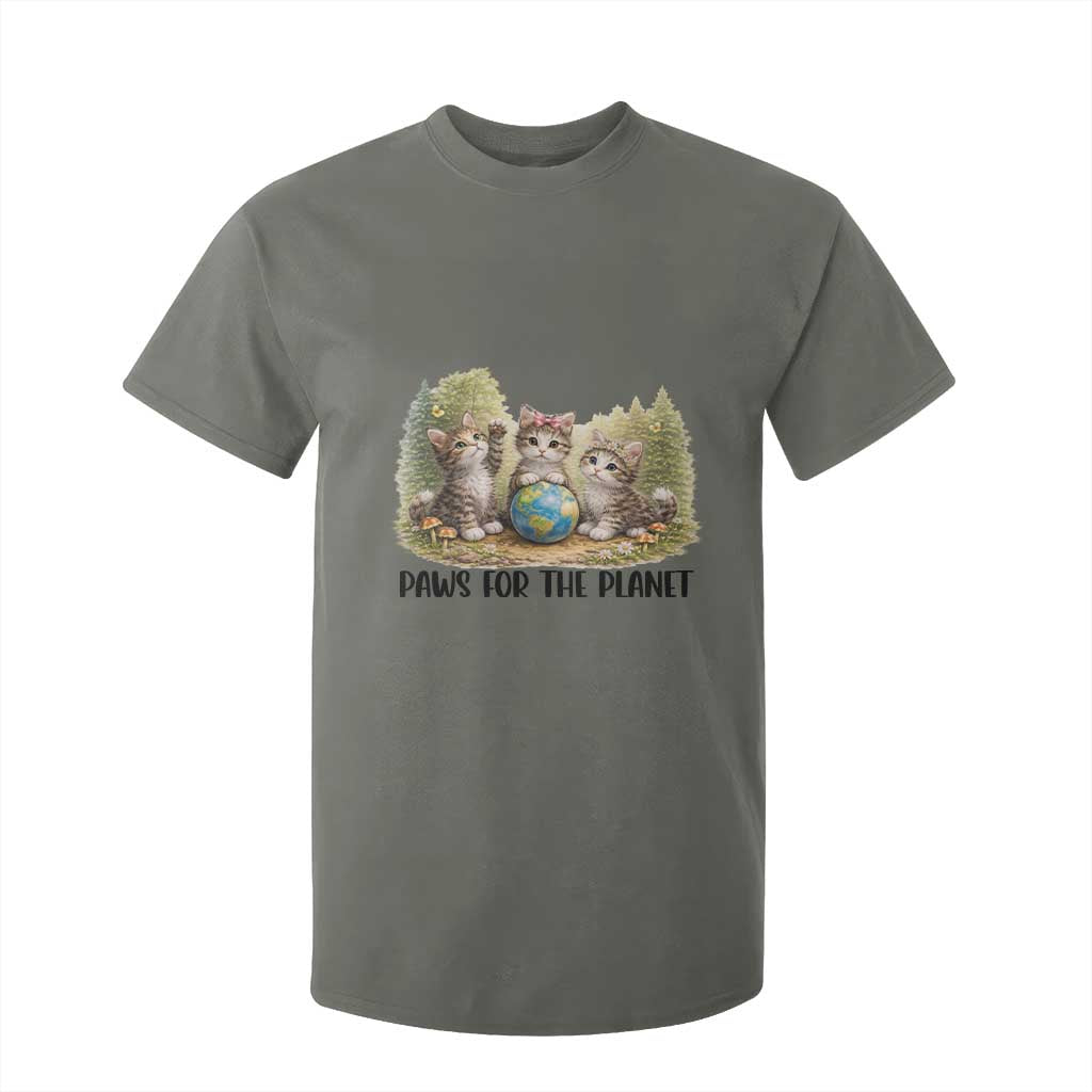 Earth Day Cat Lover T Shirt For Kid Paws For The Planet