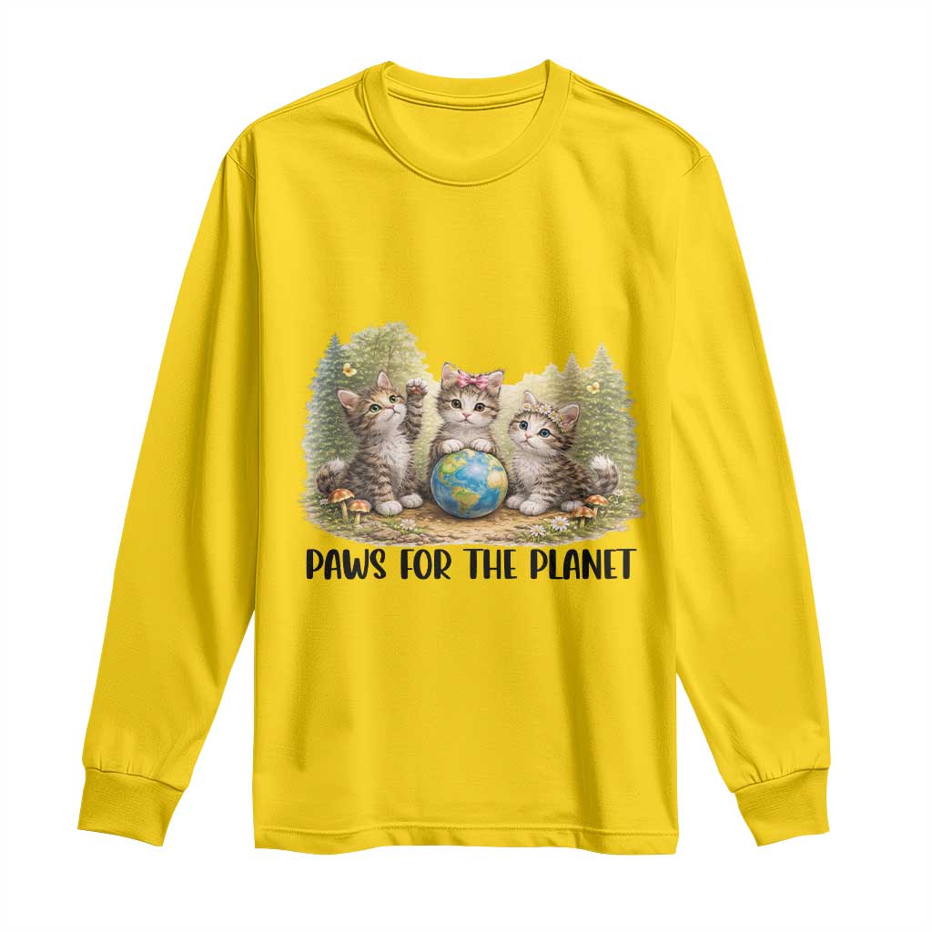 Earth Day Cat Lover Long Sleeve Shirt Paws For The Planet
