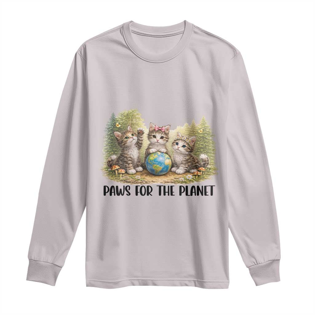 Earth Day Cat Lover Long Sleeve Shirt Paws For The Planet