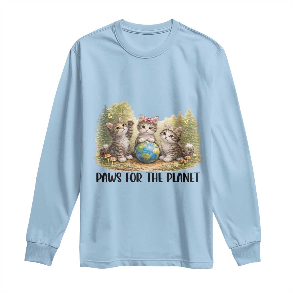 Earth Day Cat Lover Long Sleeve Shirt Paws For The Planet