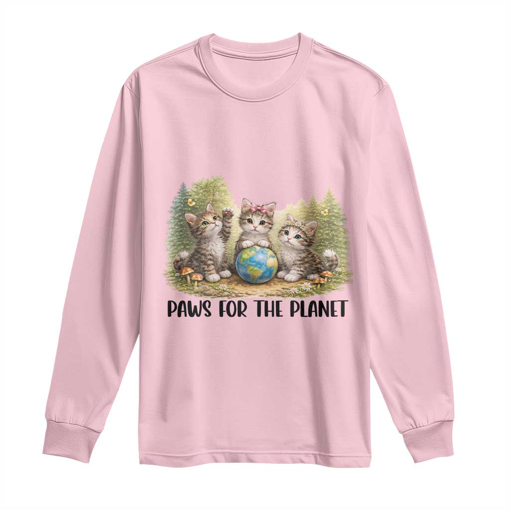 Earth Day Cat Lover Long Sleeve Shirt Paws For The Planet