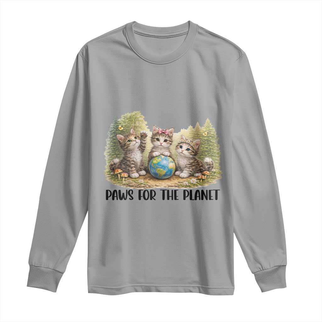 Earth Day Cat Lover Long Sleeve Shirt Paws For The Planet