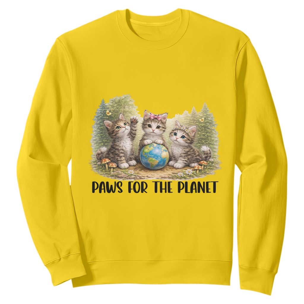 Earth Day Cat Lover Sweatshirt Paws For The Planet