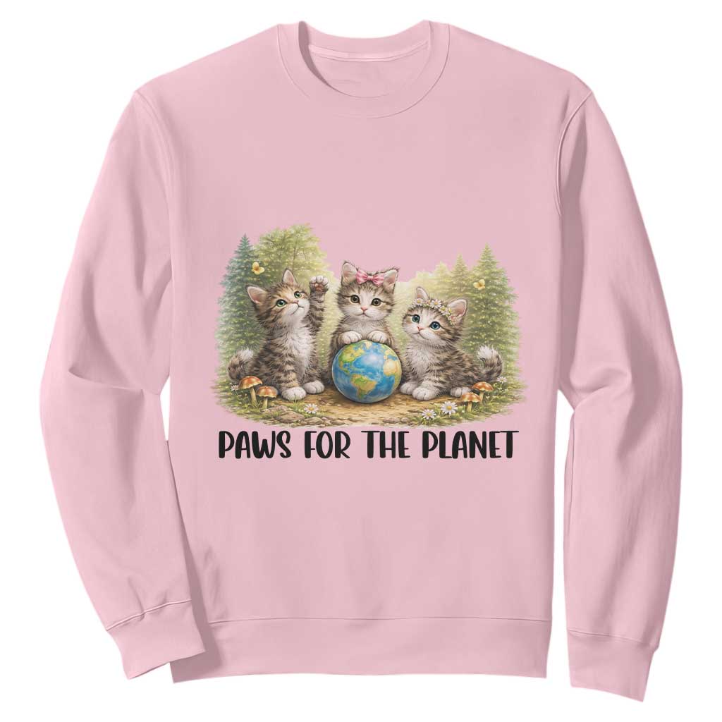 Earth Day Cat Lover Sweatshirt Paws For The Planet