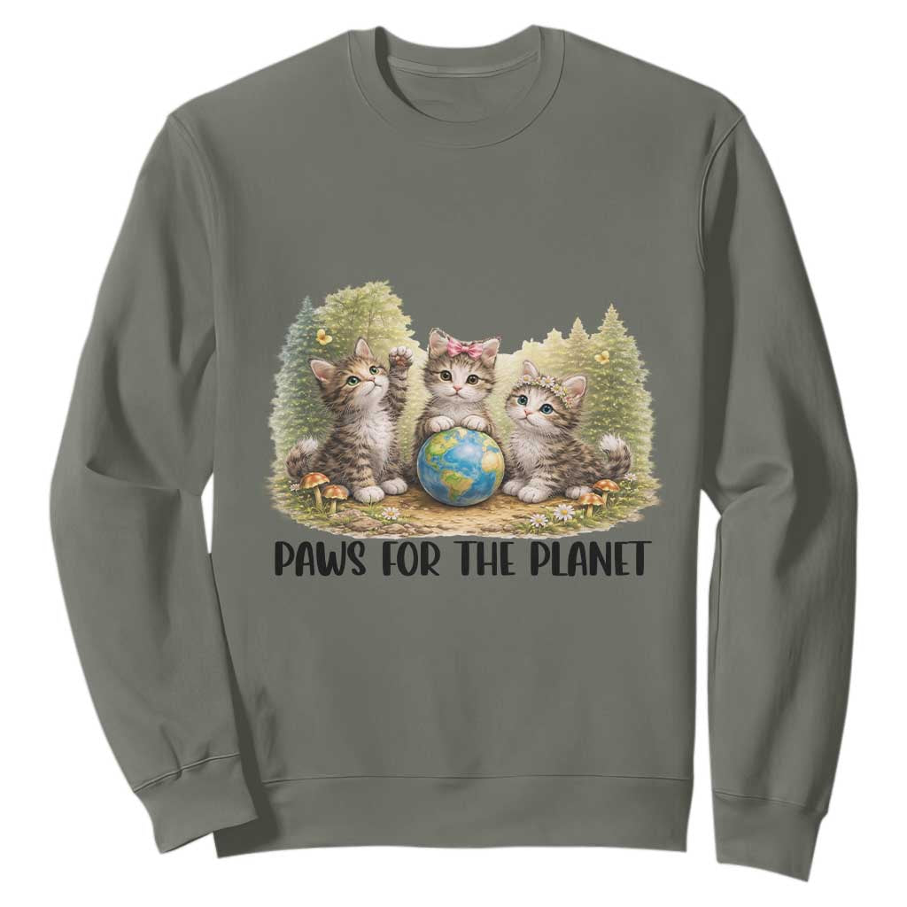 Earth Day Cat Lover Sweatshirt Paws For The Planet