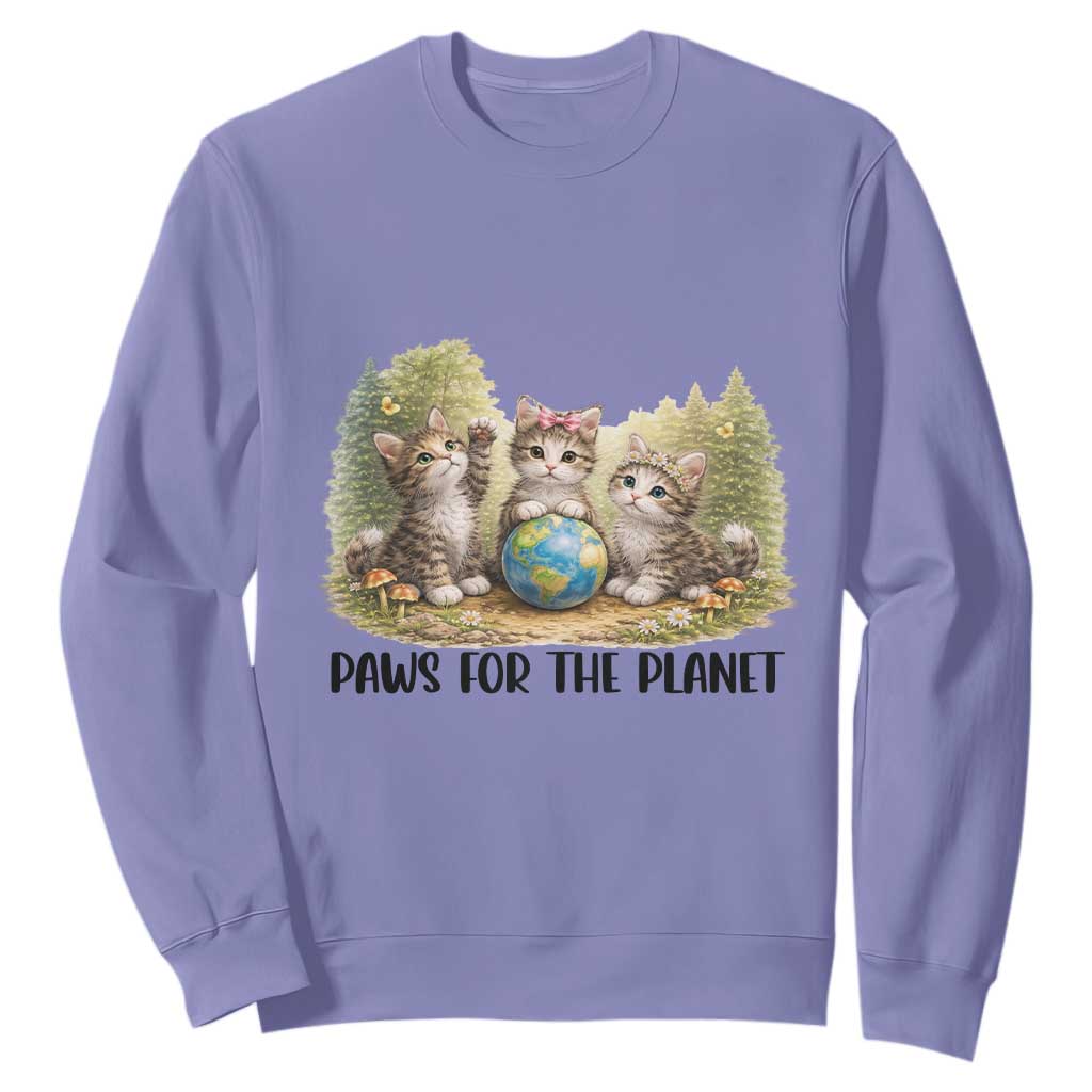 Earth Day Cat Lover Sweatshirt Paws For The Planet