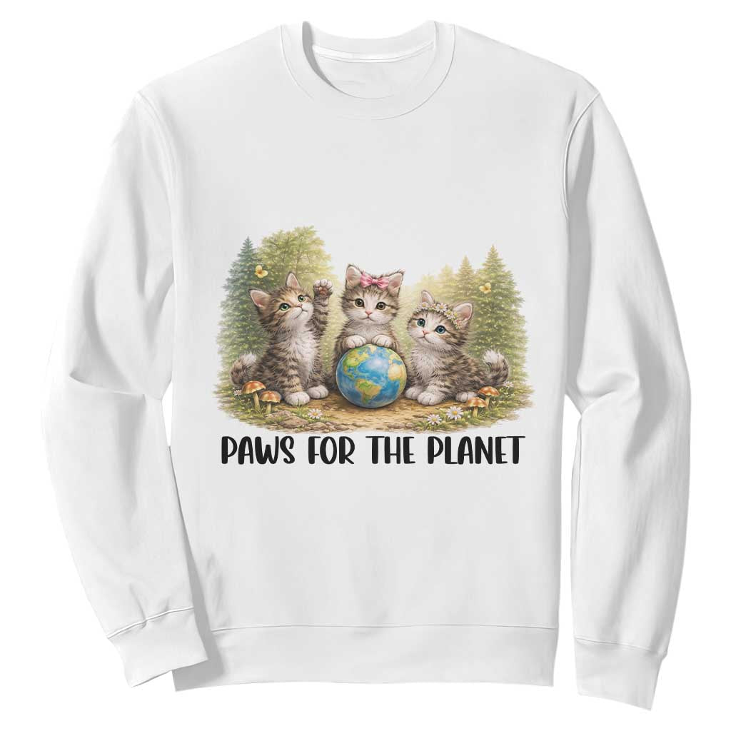 Earth Day Cat Lover Sweatshirt Paws For The Planet