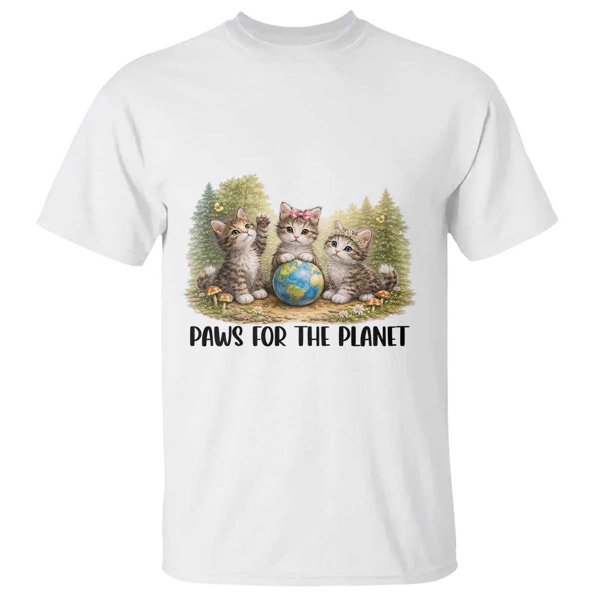 Earth Day Cat Lover T Shirt Paws For The Planet