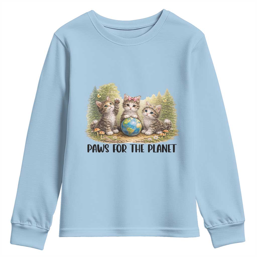 Earth Day Cat Lover Youth Sweatshirt Paws For The Planet