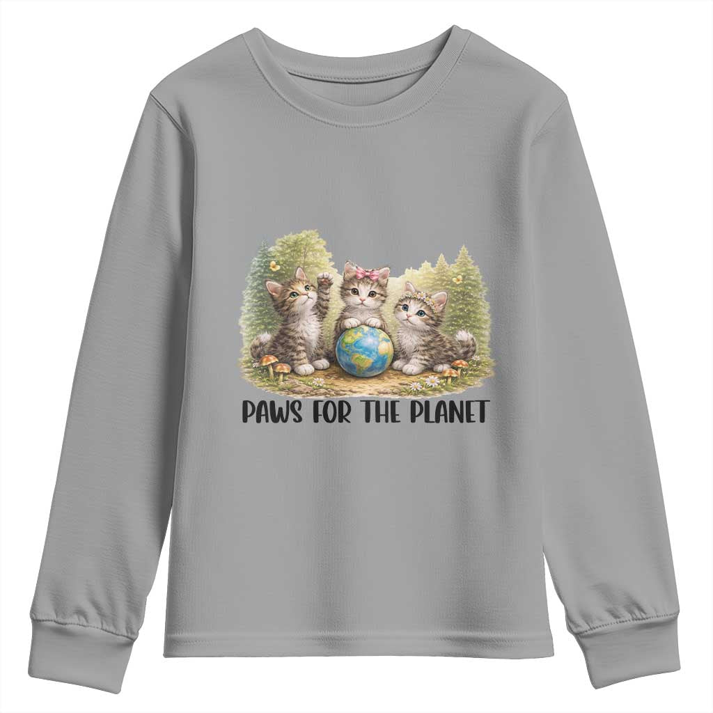 Earth Day Cat Lover Youth Sweatshirt Paws For The Planet