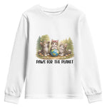 Earth Day Cat Lover Youth Sweatshirt Paws For The Planet