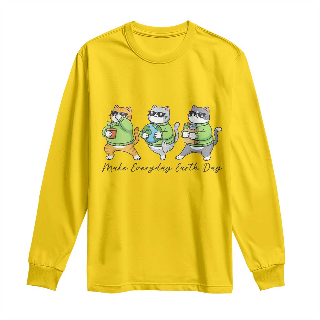 Make Everyday Earth Day Long Sleeve Shirt Eco Friendly Cat Lover