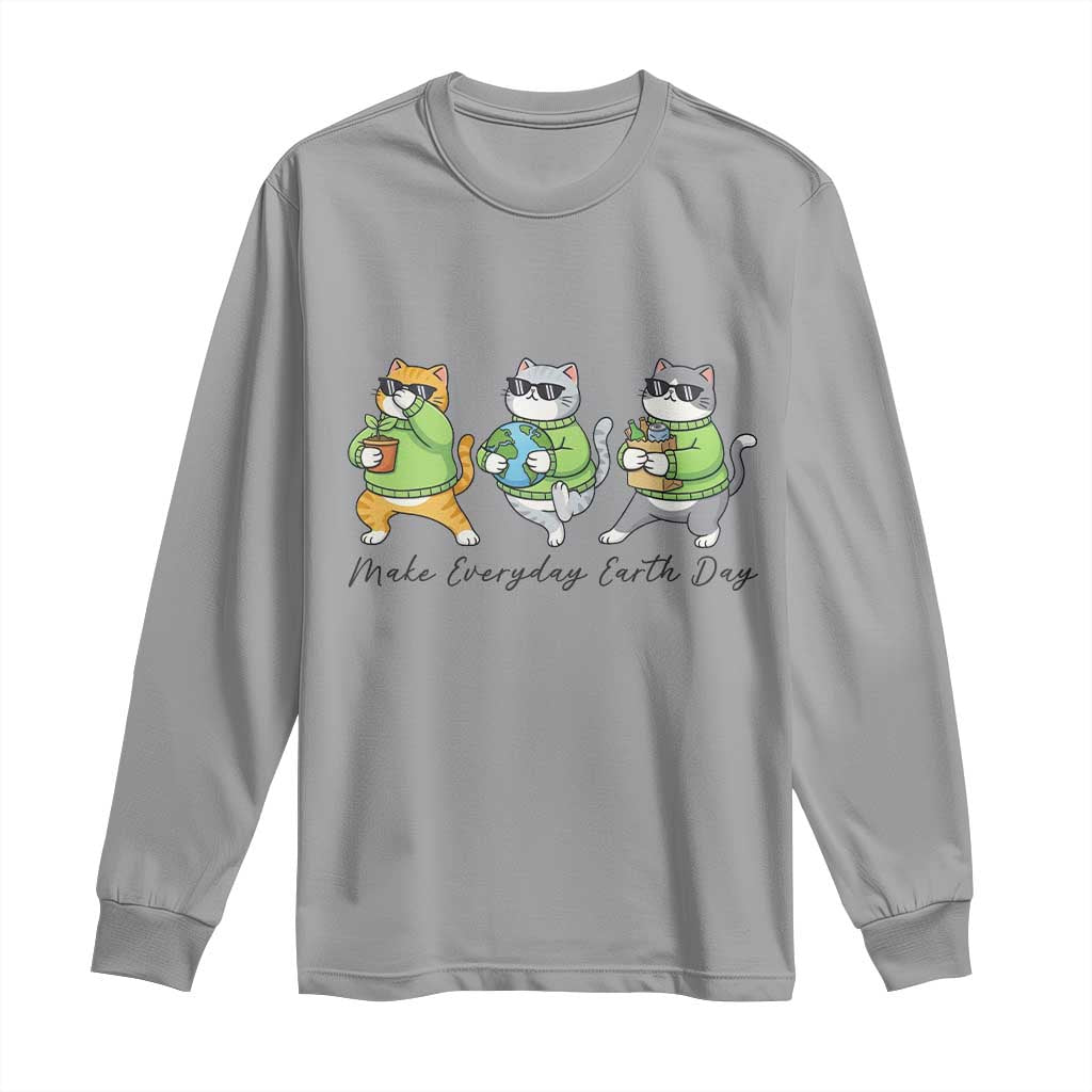 Make Everyday Earth Day Long Sleeve Shirt Eco Friendly Cat Lover
