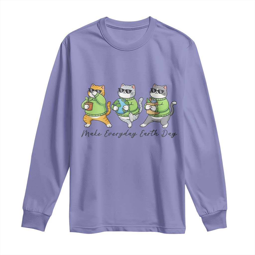Make Everyday Earth Day Long Sleeve Shirt Eco Friendly Cat Lover