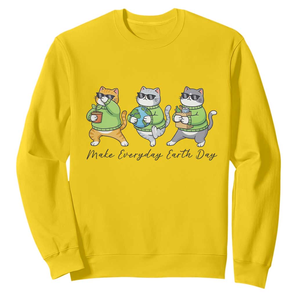 Make Everyday Earth Day Sweatshirt Eco Friendly Cat Lover