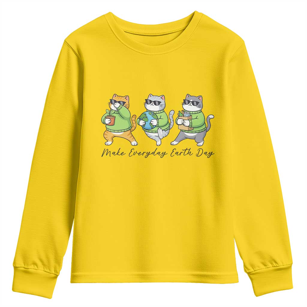 Make Everyday Earth Day Youth Sweatshirt Eco Friendly Cat Lover