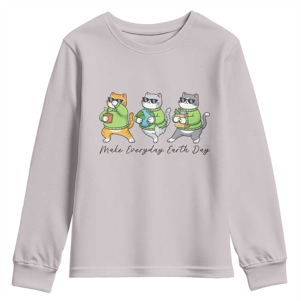 Make Everyday Earth Day Youth Sweatshirt Eco Friendly Cat Lover