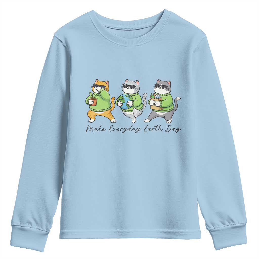 Make Everyday Earth Day Youth Sweatshirt Eco Friendly Cat Lover
