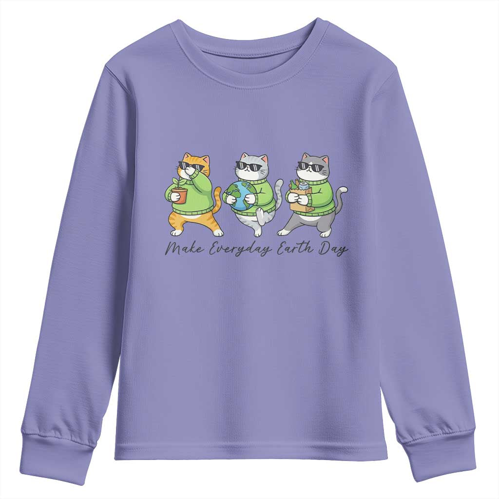 Make Everyday Earth Day Youth Sweatshirt Eco Friendly Cat Lover