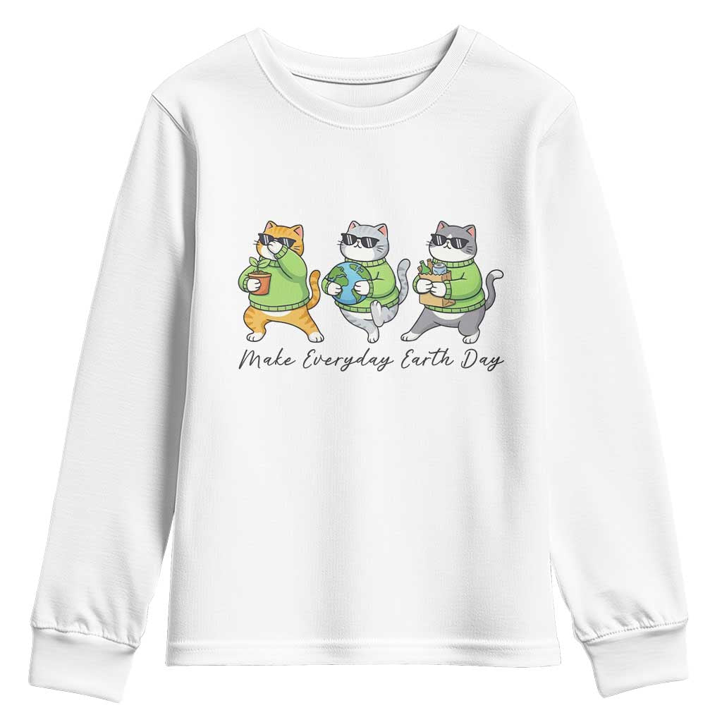 Make Everyday Earth Day Youth Sweatshirt Eco Friendly Cat Lover