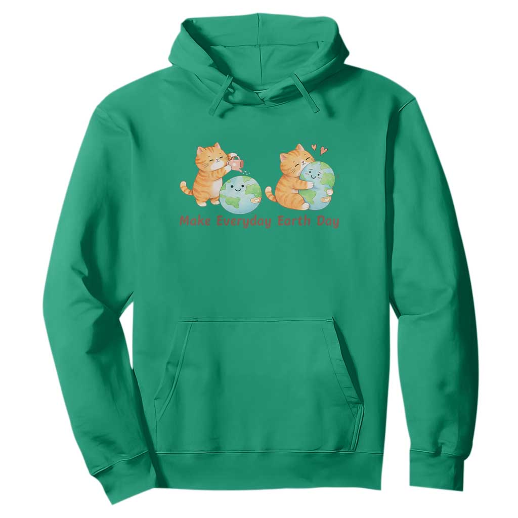 Make Everyday Earth Day Hoodie Cute Cat Healing Planet Earth
