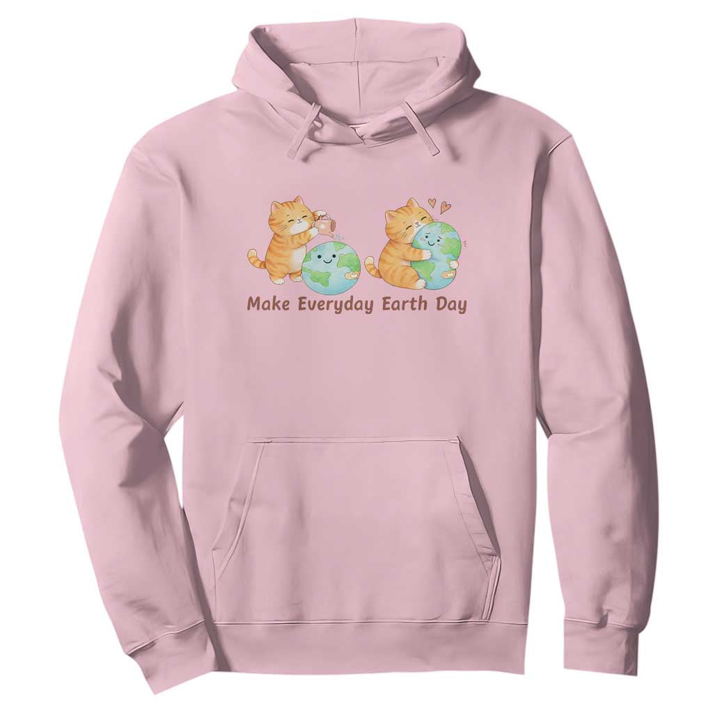 Make Everyday Earth Day Hoodie Cute Cat Healing Planet Earth