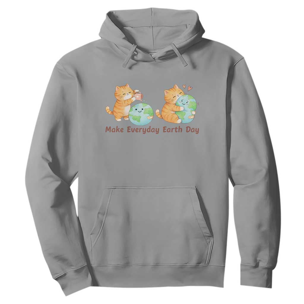 Make Everyday Earth Day Hoodie Cute Cat Healing Planet Earth
