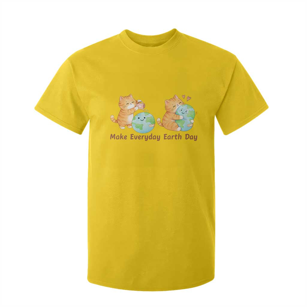 Make Everyday Earth Day T Shirt For Kid Cute Cat Healing Planet Earth