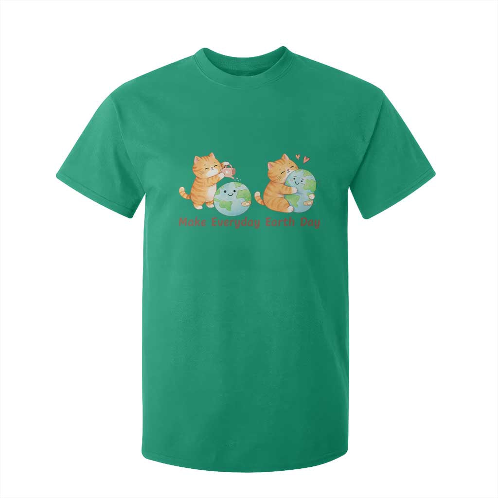 Make Everyday Earth Day T Shirt For Kid Cute Cat Healing Planet Earth