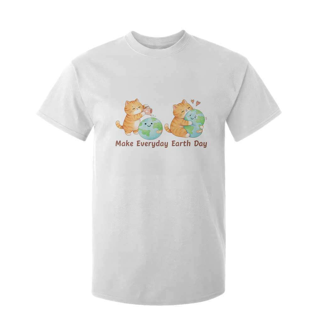 Make Everyday Earth Day T Shirt For Kid Cute Cat Healing Planet Earth
