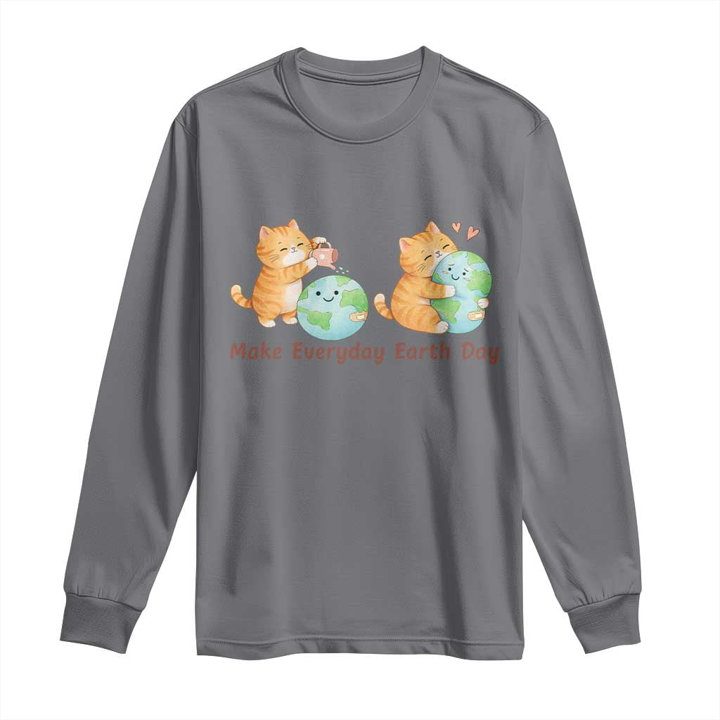 Make Everyday Earth Day Long Sleeve Shirt Cute Cat Healing Planet Earth