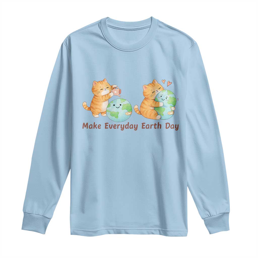 Make Everyday Earth Day Long Sleeve Shirt Cute Cat Healing Planet Earth