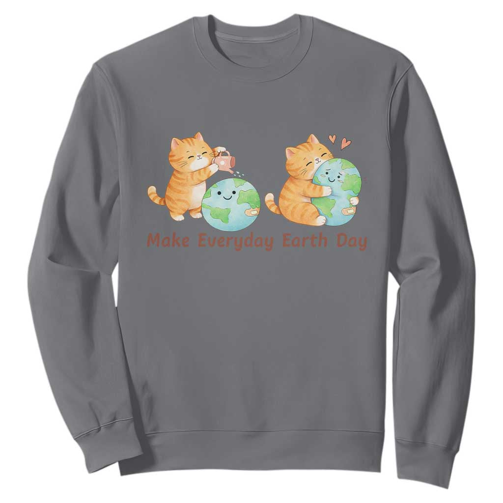 Make Everyday Earth Day Sweatshirt Cute Cat Healing Planet Earth