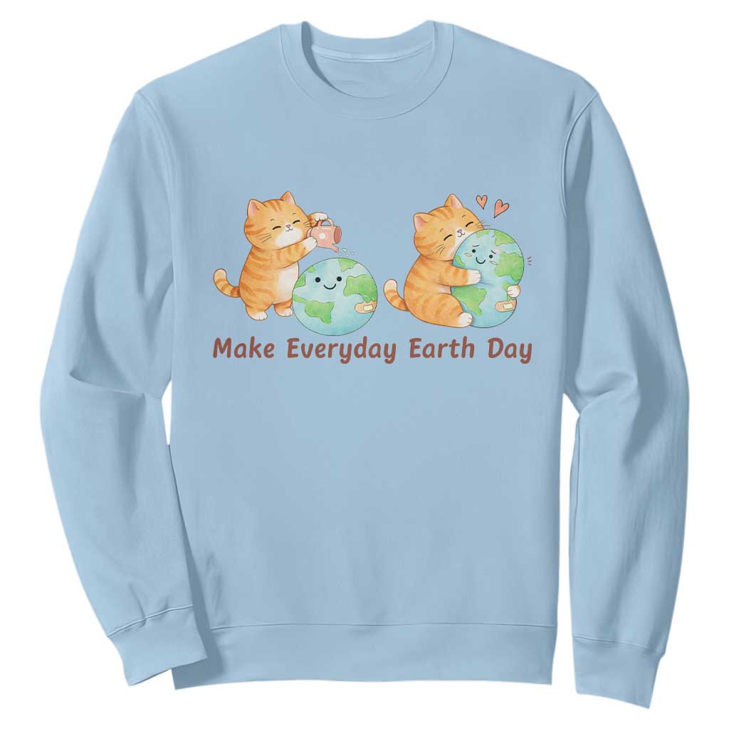 Make Everyday Earth Day Sweatshirt Cute Cat Healing Planet Earth