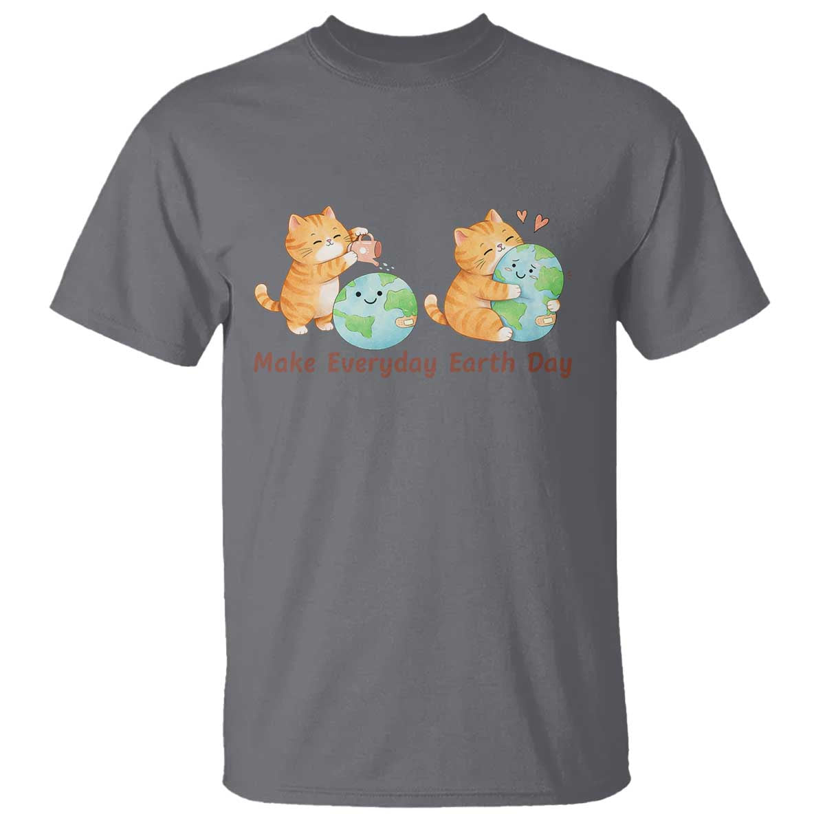 Make Everyday Earth Day T Shirt Cute Cat Healing Planet Earth