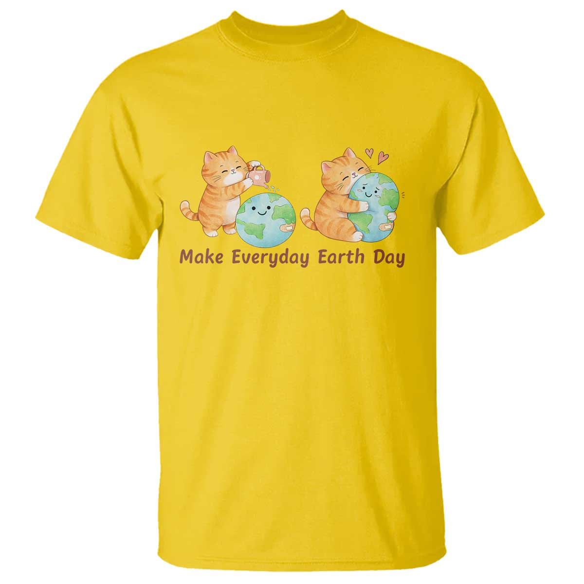 Make Everyday Earth Day T Shirt Cute Cat Healing Planet Earth