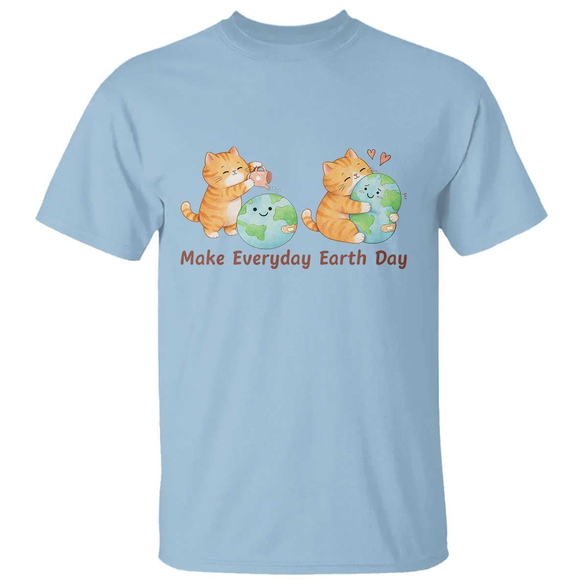 Make Everyday Earth Day T Shirt Cute Cat Healing Planet Earth